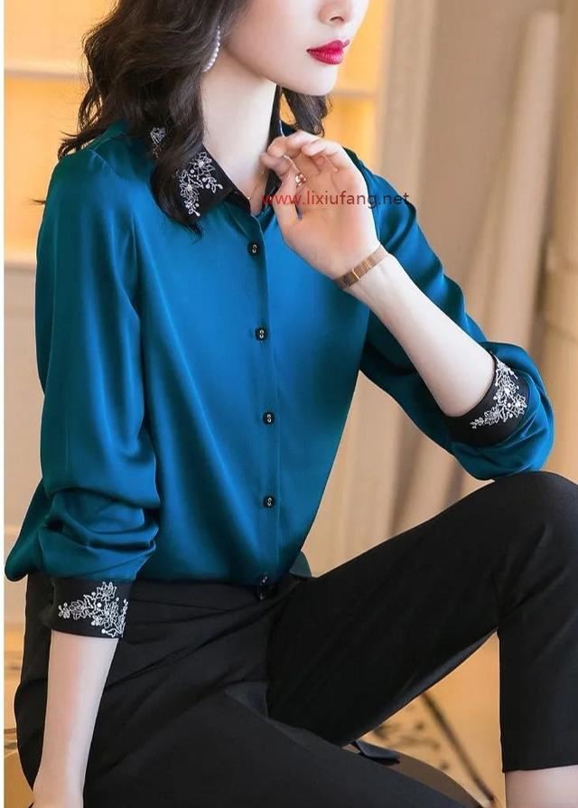 刺繡襯衫顯優雅年輕身材，氣質迷人